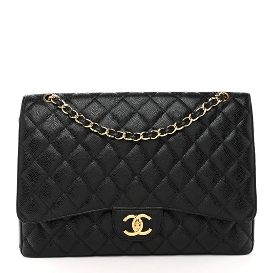 Caviar Quilted Maxi Double Flap Black