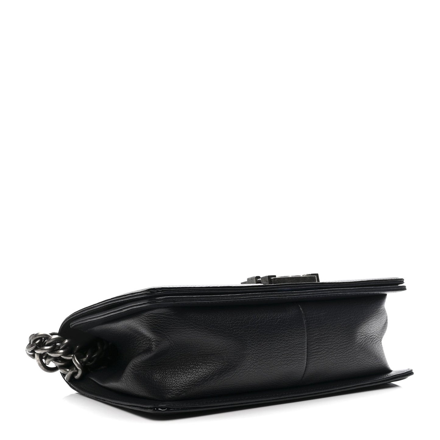 Goatskin Quilted Patent Medium Duo Boy Flap Dark Blue