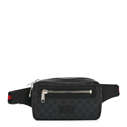 Soft GG Supreme Monogram Web Belt Bag Black Grey
