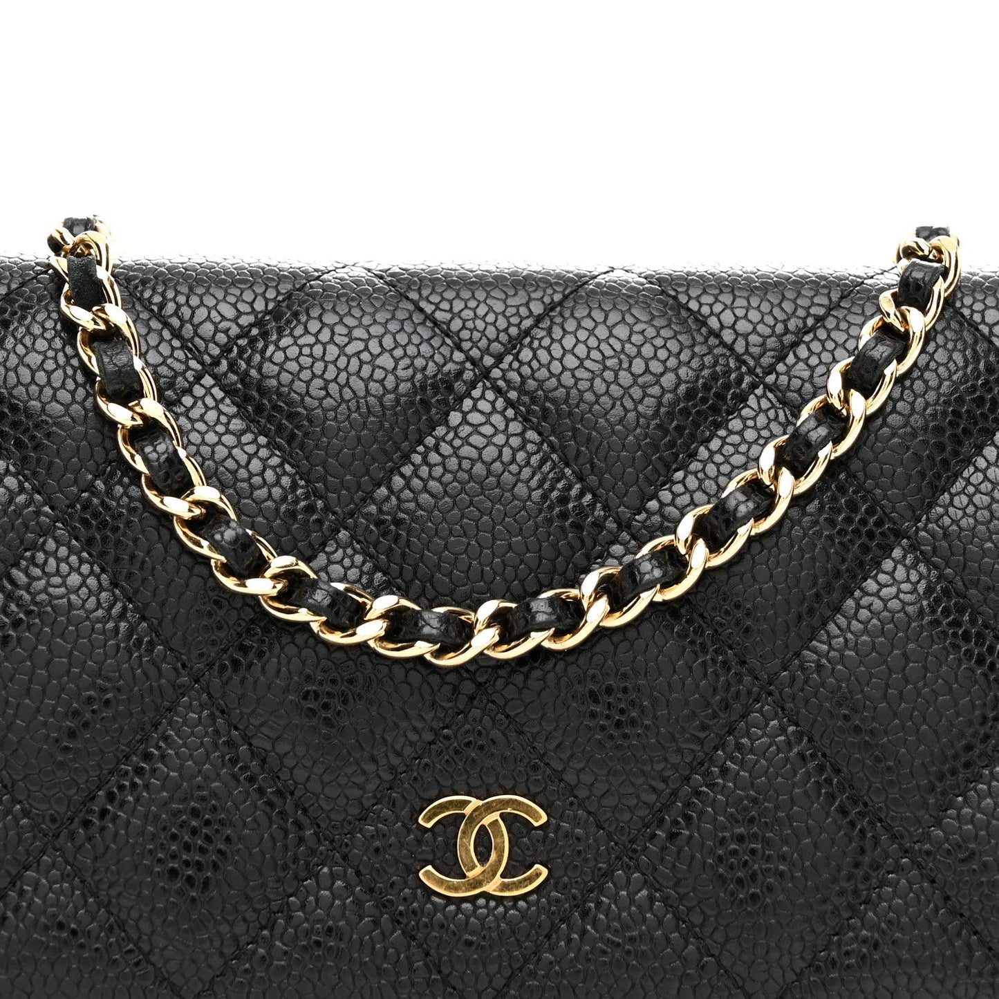 Caviar Quilted Wallet on Chain WOC Black