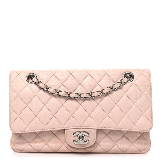 Caviar Quilted Medium Double Flap Light Pink