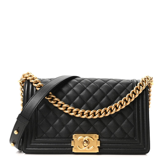 Caviar Quilted Medium Boy Flap Black