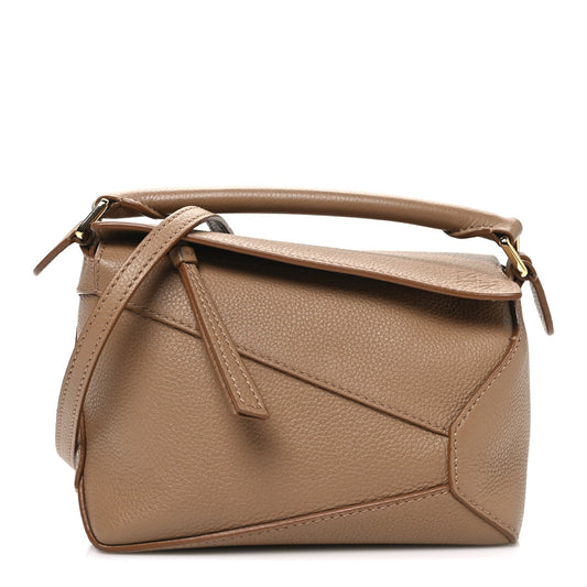 Soft Grained Calfskin Mini Puzzle Edge Toffee