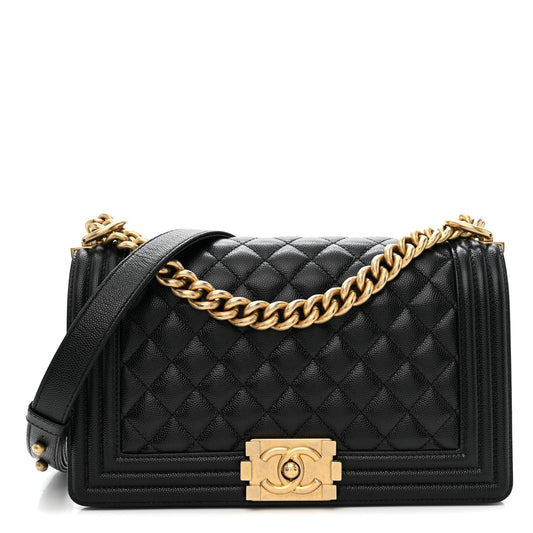 Caviar Quilted Medium Boy Flap Black