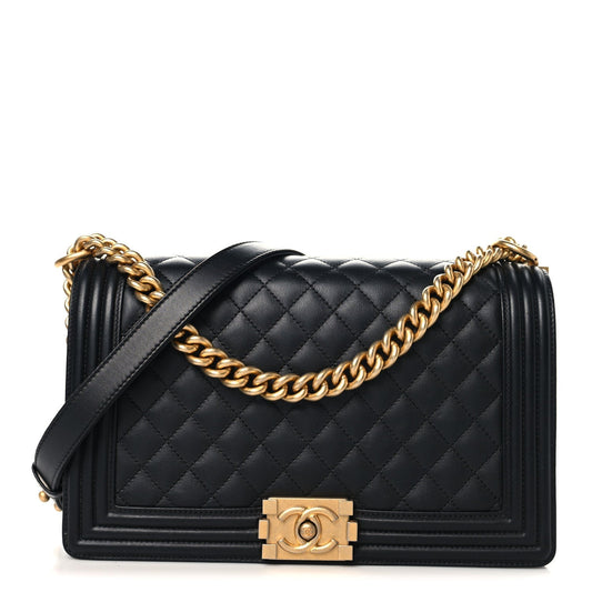 Calfskin Quilted New Medium Boy Flap Black