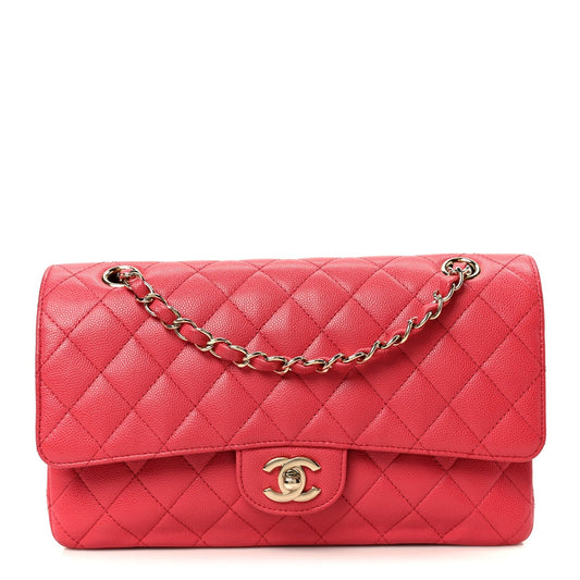Caviar Quilted Medium Double Flap Dark Pink