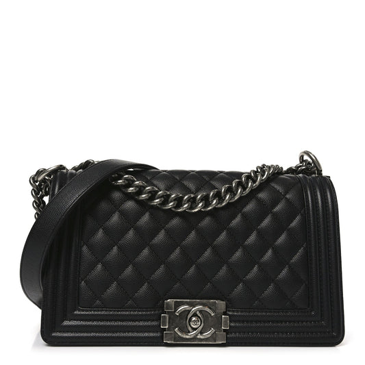 Caviar Quilted Medium Boy Flap Black