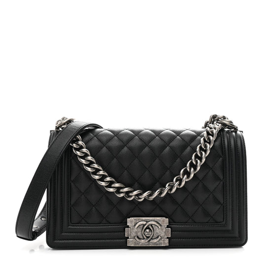 Caviar Quilted Medium Boy Flap Black
