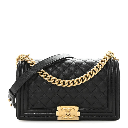 Caviar Quilted Medium Boy Flap Black