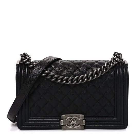 Caviar Quilted Medium Boy Flap Black