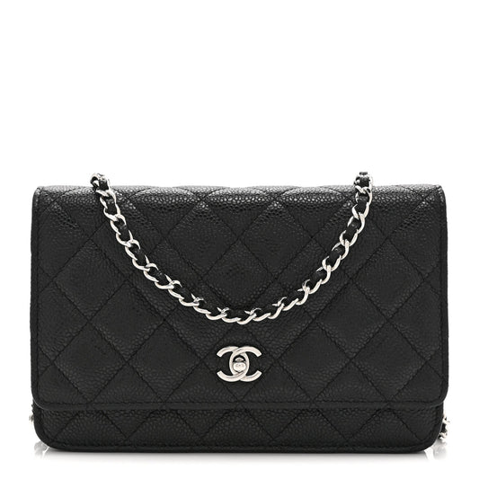 Caviar Quilted CC Turnlock Wallet On Chain WOC Black