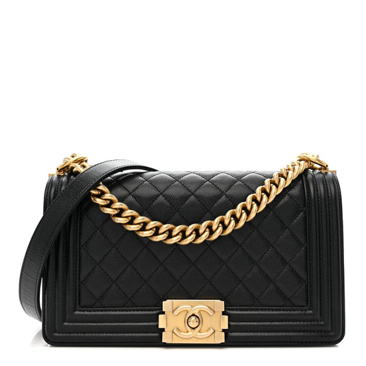 Caviar Quilted Medium Boy Flap Black