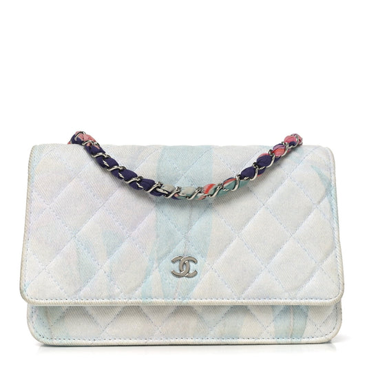 Canvas Quilted Jungle Jeans Wallet on Chain WOC Multicolor