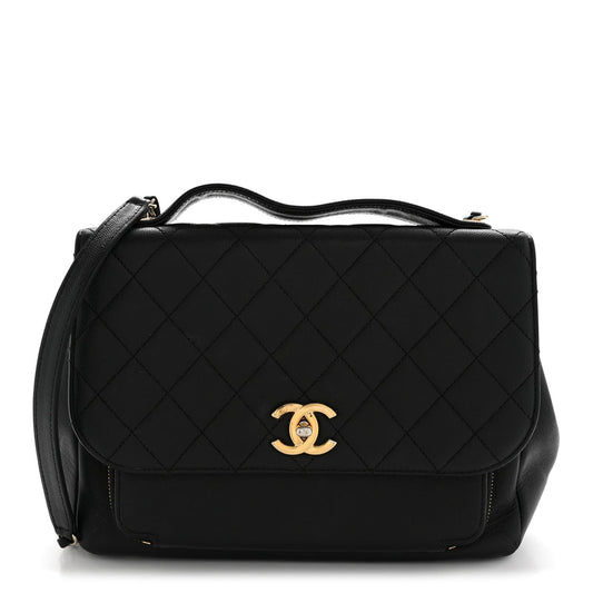 Caviar Quilted Large Business Affinity Flap Black