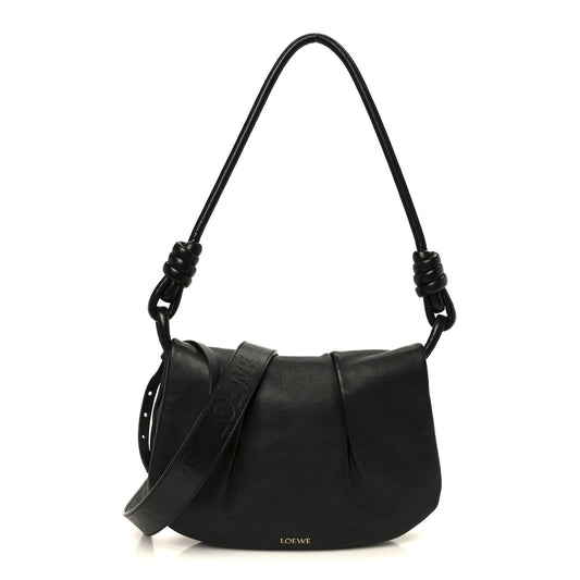 Shiny Nappa Calfskin Paseo Satchel Black
