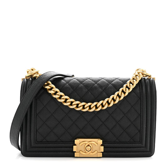 Caviar Quilted Medium Boy Flap Black