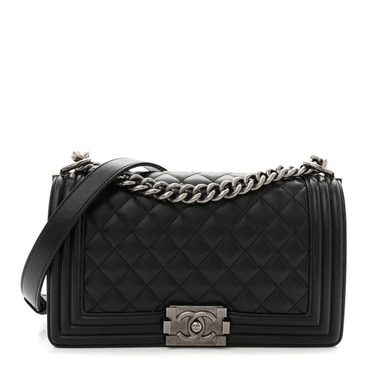 Caviar Quilted Medium Boy Flap Black