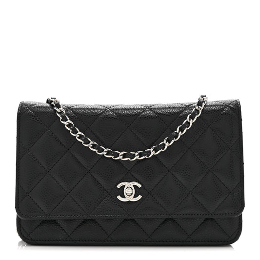 Caviar Quilted CC Turnlock Wallet On Chain WOC Black