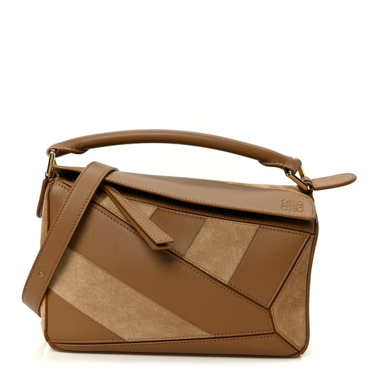 Calfskin Suede Small Puzzle Bag Oak