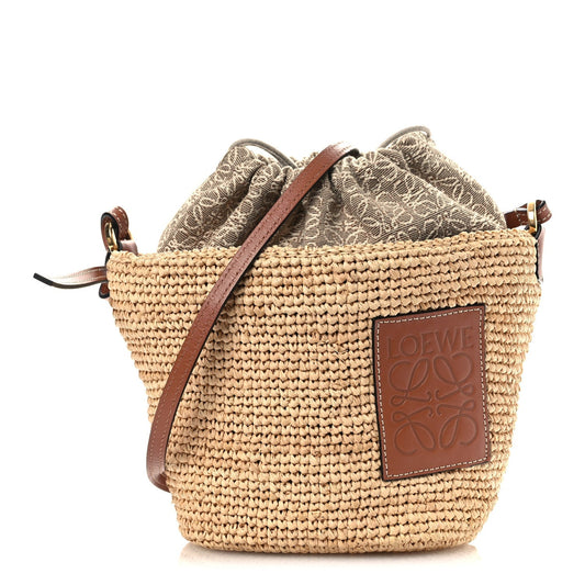 Calfskin Raffia Anagram Paulas Ibiza Pochette Bag Natural Tan