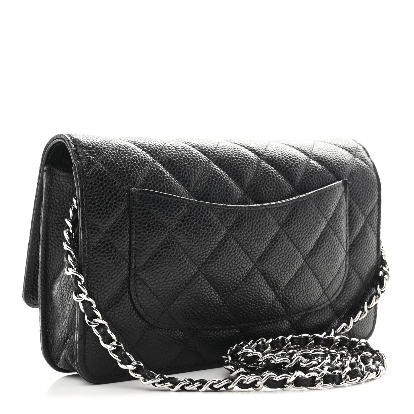 Caviar Quilted Wallet on Chain WOC Black