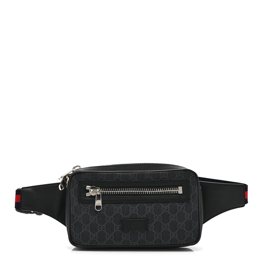 Soft GG Supreme Monogram Web Belt Bag Black Grey