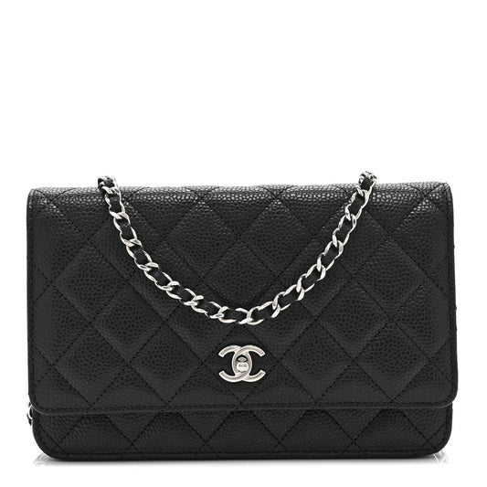 Caviar Quilted CC Turnlock Wallet On Chain WOC Black