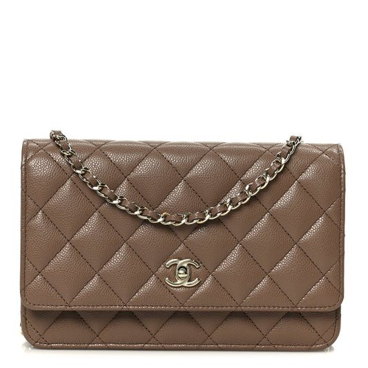 Caviar Quilted CC Turnlock Wallet On Chain WOC Brown