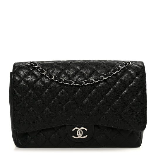 Caviar Quilted Maxi Double Flap Black