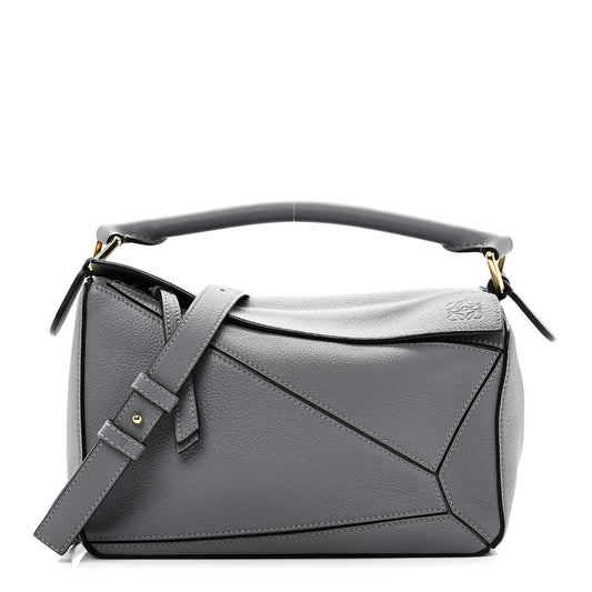 Soft Grained Calfskin Small Puzzle Bag Asphalt Grey
