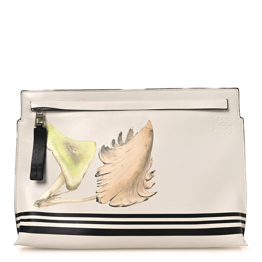 Calfskin Mushroom T Pouch Bag White