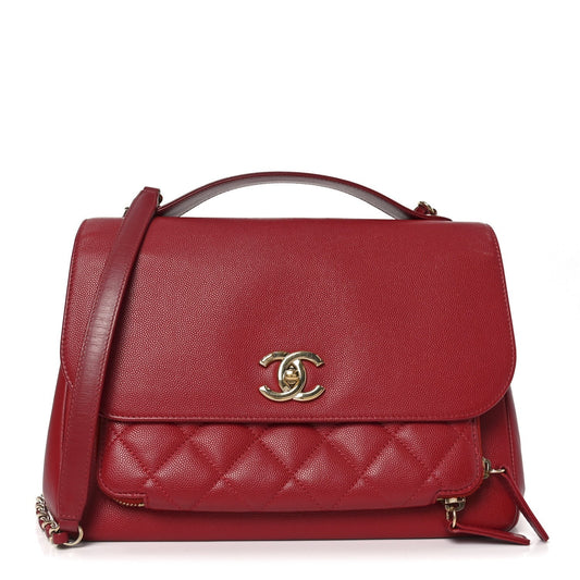 Caviar Quilted Large Business Affinity Flap Red