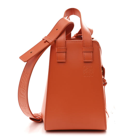 Satin Calfskin Compact Hammock Shoulder Bag Orange