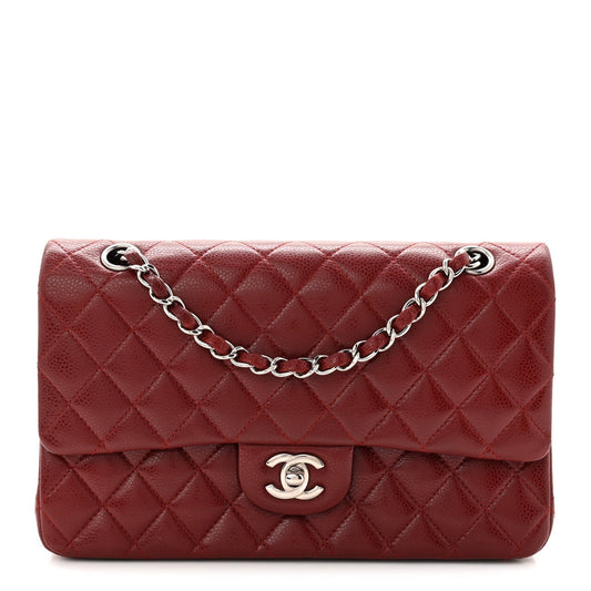 Caviar Quilted Medium Double Flap Burgundy