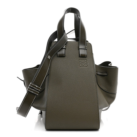 Soft Grained Calfskin Compact Hammock Shoulder Bag Khaki Green