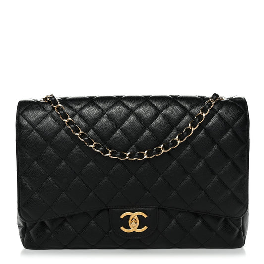 Caviar Quilted Maxi Double Flap Black