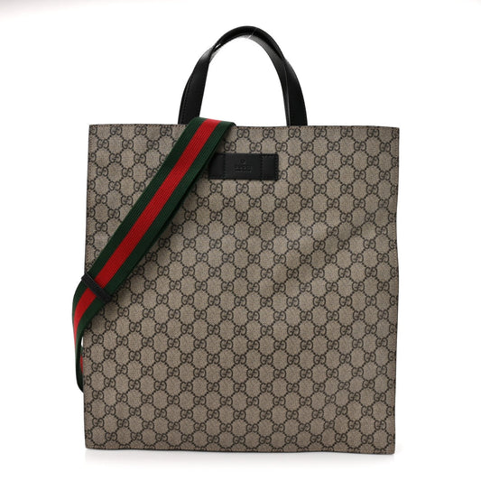 Soft GG Supreme Monogram Web Vertical Tote Black