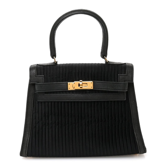 Silk Veau Doblis Pleated Mini Kelly Sellier 20 Black