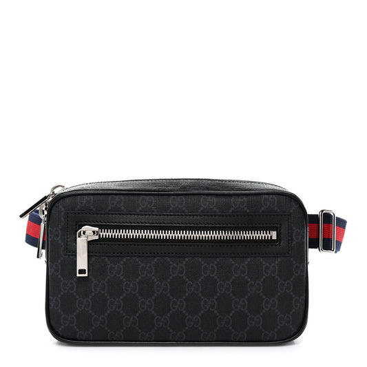 Soft GG Supreme Monogram Web Belt Bag Black Grey