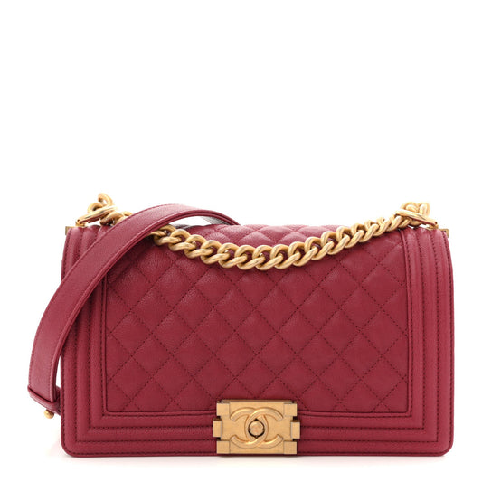 Caviar Quilted Medium Boy Flap Red