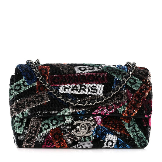 Sequin Logo Small Flap Ruthenium Multicolor