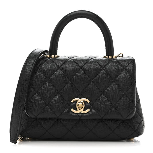 Caviar Quilted Extra Mini Coco Handle Flap Black
