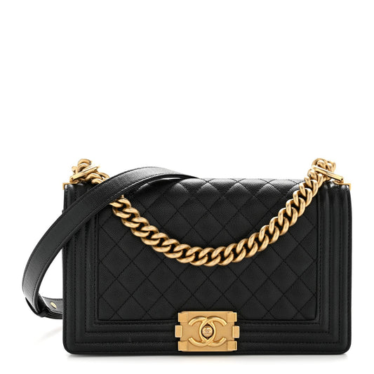 Caviar Quilted Medium Boy Flap Black