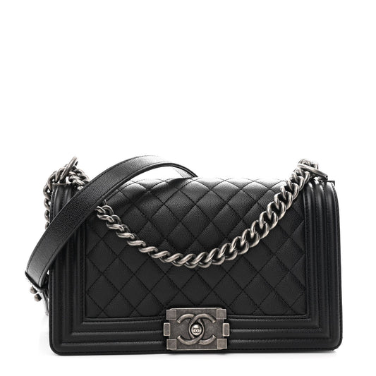 Caviar Quilted Medium Boy Flap Black