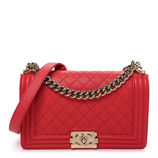 Caviar Quilted Medium Boy Flap Red