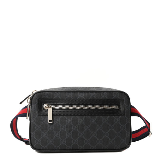 Soft GG Supreme Monogram Web Belt Bag Black Grey