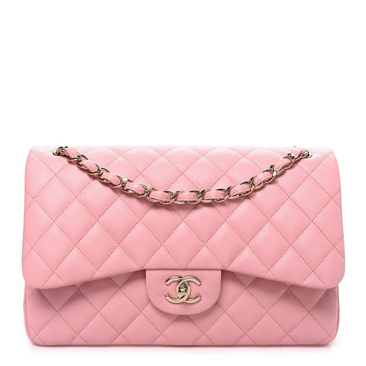 Caviar Quilted Jumbo Double Flap Pink
