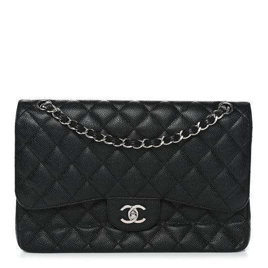 Caviar Quilted Jumbo Double Flap Black