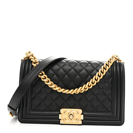 Caviar Quilted Medium Boy Flap Black