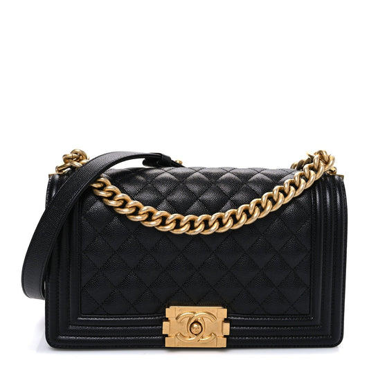Caviar Quilted Medium Boy Flap Black